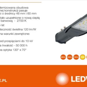 Ledvance Oprawa Uliczna Led 60W Eco Area L 10Kv Spd 840 7200Lm Gr Ledv 4058075425255