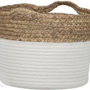Osłona Doniczki Koszyk Z Uszami 33cm Naturalny Biały